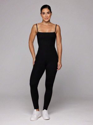 Macacão Poliamida Preto Costas Abertas Fitness Feminino