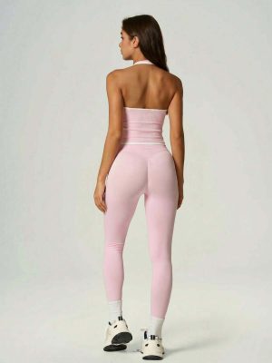 Alternative view of Conjunto de Exercício Sem Costura Feminino Regata com Decote Halter